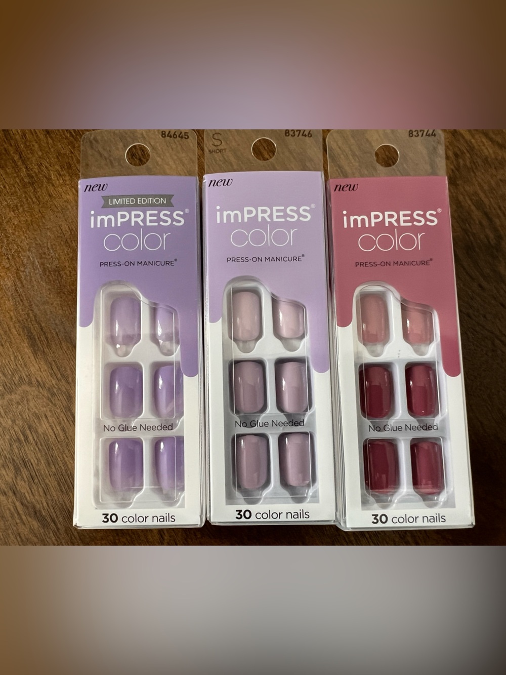 imPRESS Color Press-On Nails - Lavender, Mauve & Roseberry Shades 3 Pack NEW